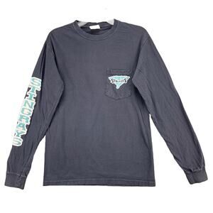 Comfort Colors Men's Long-Sleeve T-Shirt Stingray Logo Size Small Gray Pocket